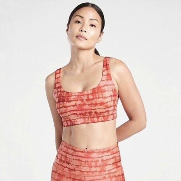 Athleta Exhale Powervita Sports Bra, Coral Tie Dye, Size 1X - Picture 3 of 9